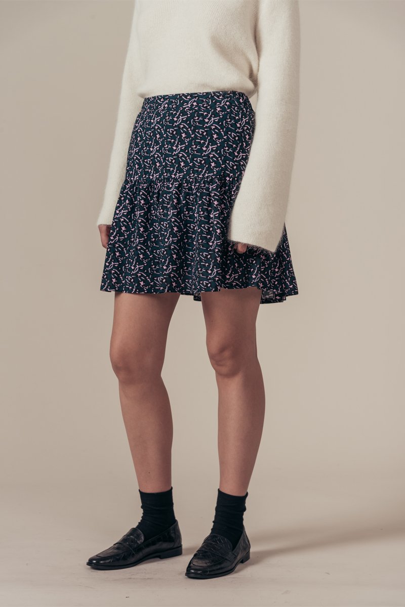 Jopard High Waisted Skater Skirt - Duck Blue