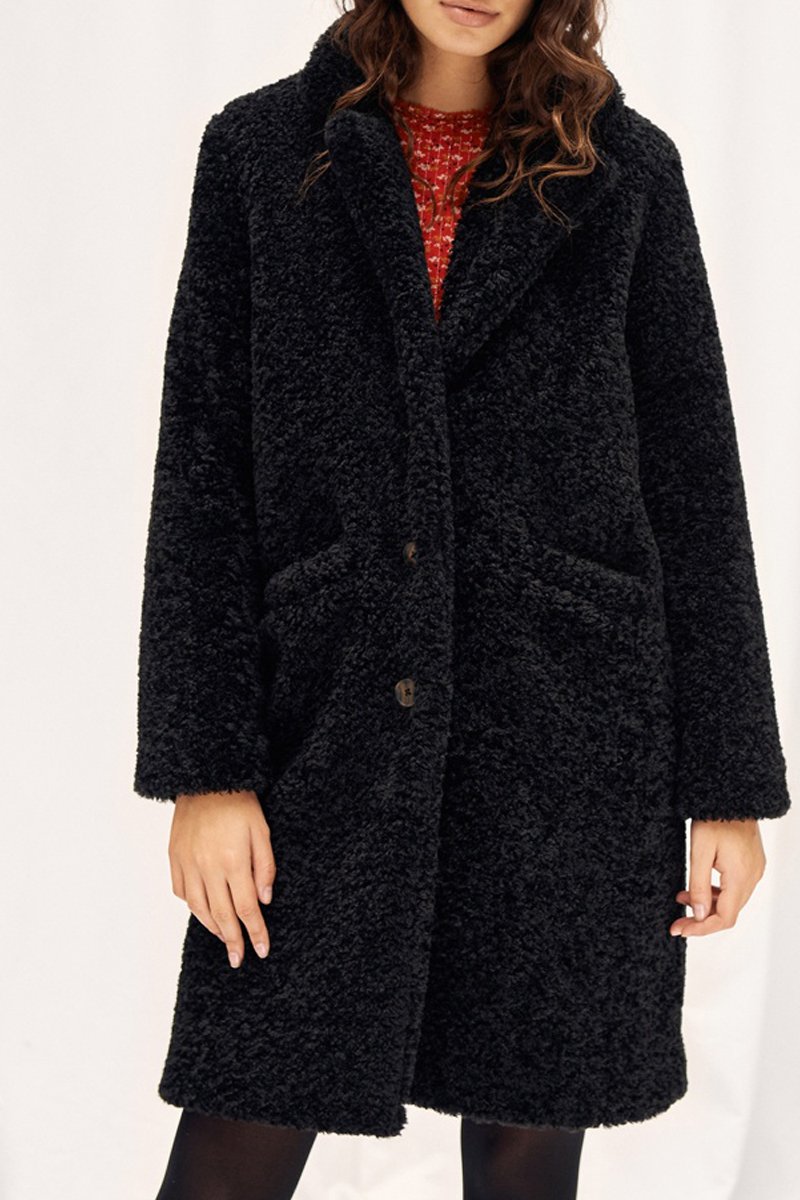 Faux Fur Coat - Black