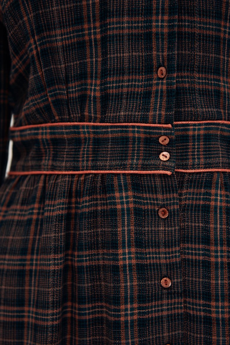Checked Shirt Dress - Dark Teal