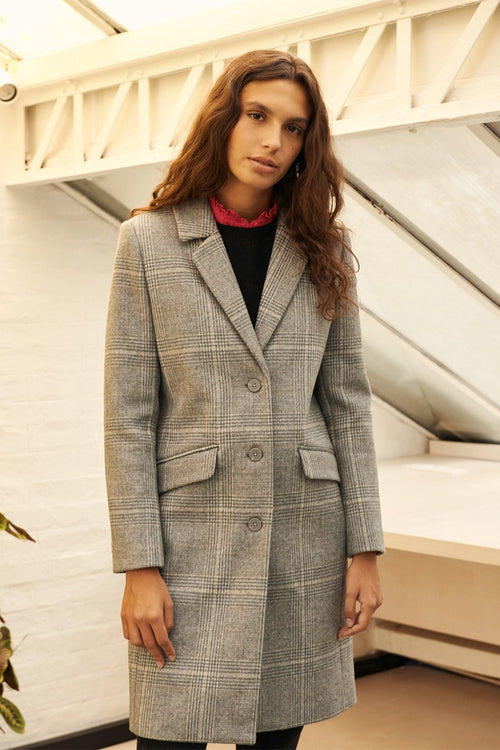 Manteau En Laine Recyclée - Gris Chiné