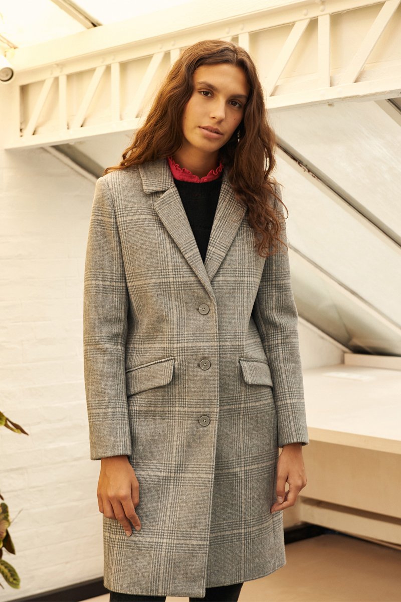 Manteau En Laine Recyclée - Gris Chiné