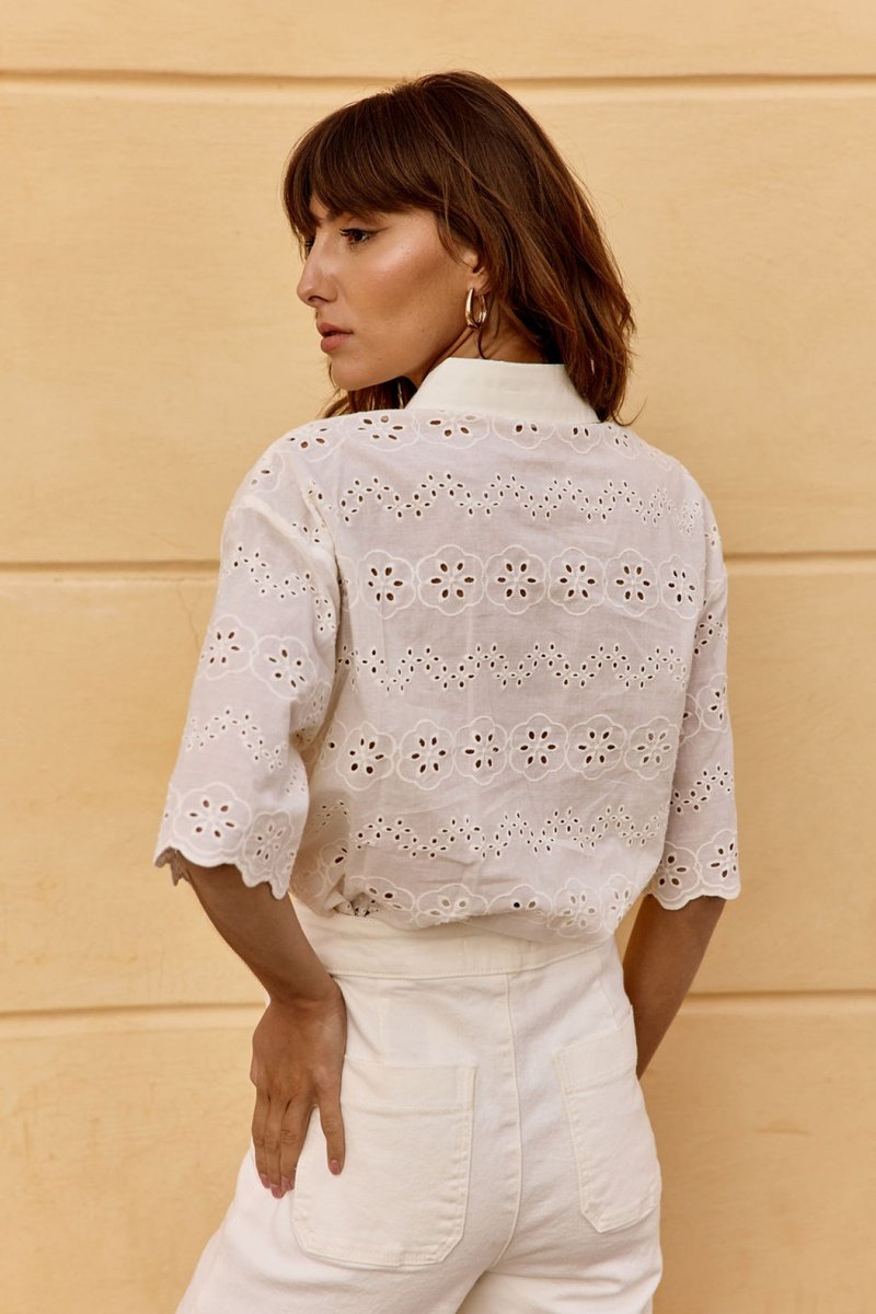 Chemisier En Broderie Anglaise Carlie - Beige