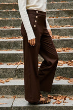 Pantalon Droit Taille Haute Pauline - Marron