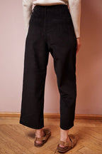 Pantalon Droit En Velours Taille Haute Pedro - Noir