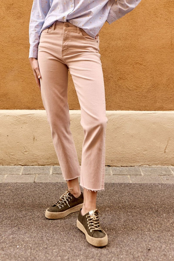 Jean Droite 7/8 Taille Haute Perne - Rose