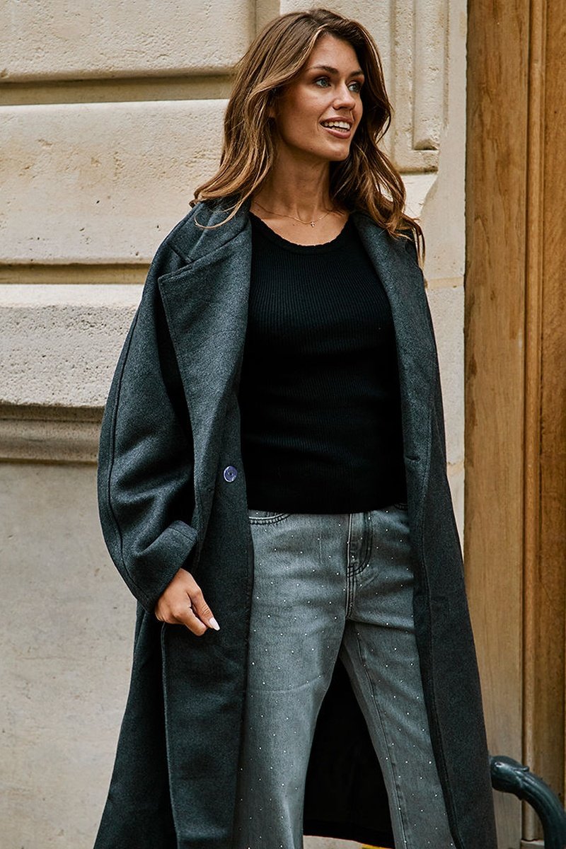 Manteau En Laine Levy - Gris Foncé