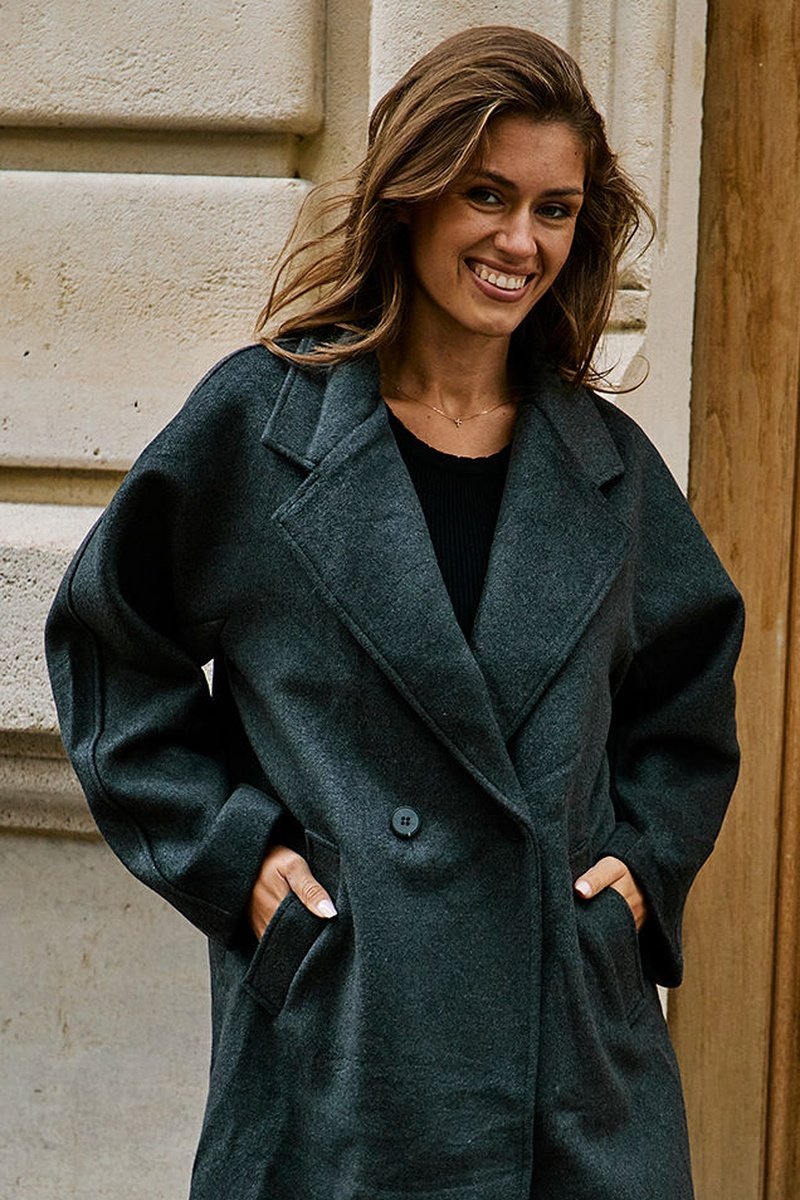 Manteau En Laine Levy - Gris Foncé