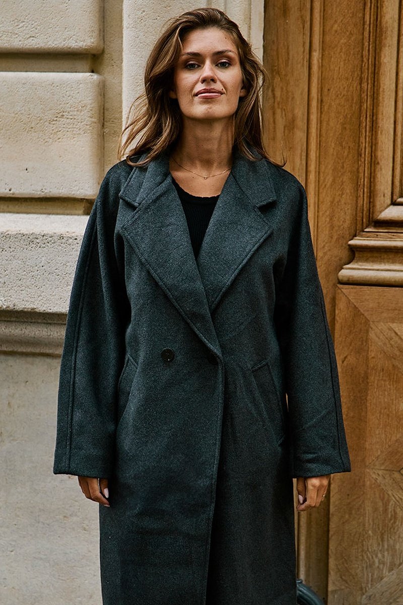 Manteau En Laine Levy - Gris Foncé
