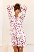Robe Volantée Rosette - Rose