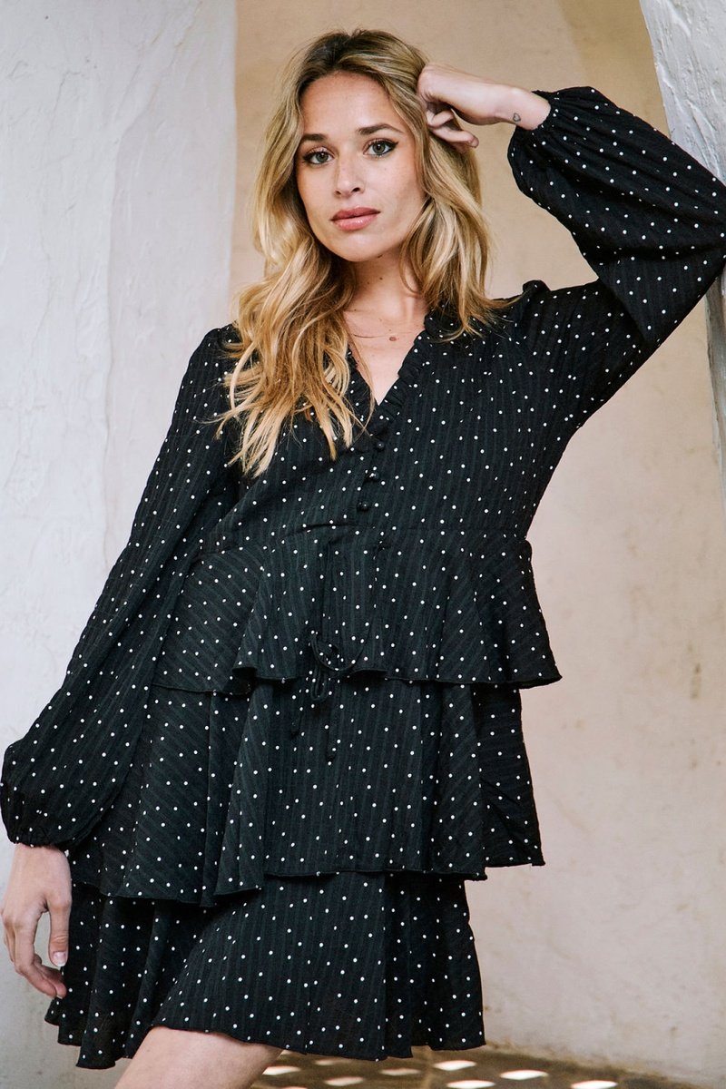 Robe Volantée Roseline - Noir
