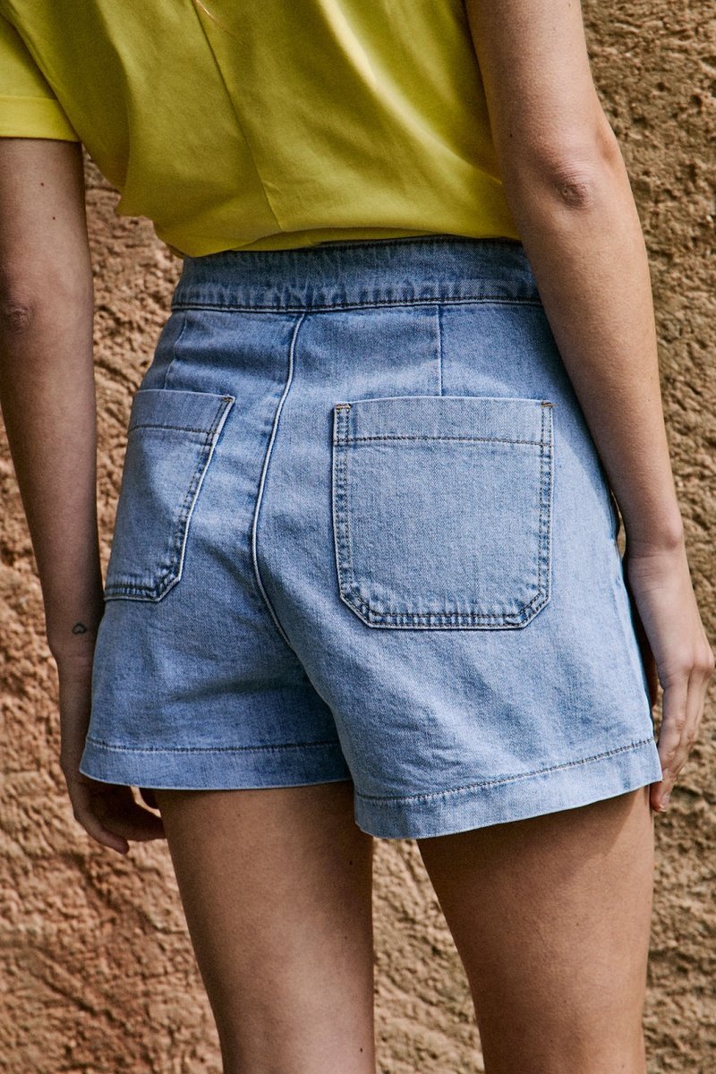 Short En Jean Taille Haute Inge - Ciel