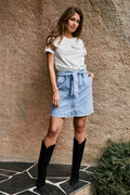 Jupe Droite En Jean Taille Haute Jasmine - Ciel