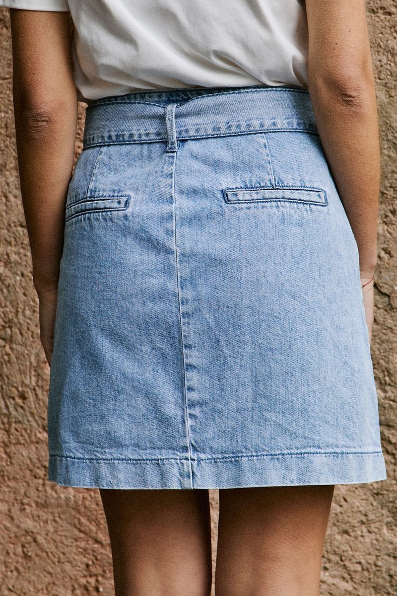 Jupe Droite En Jean Taille Haute Jasmine - Ciel