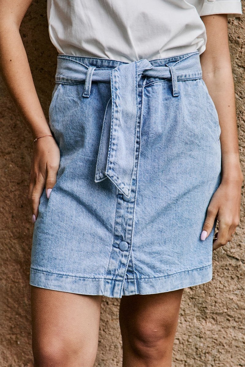 Jupe Droite En Jean Taille Haute Jasmine - Ciel
