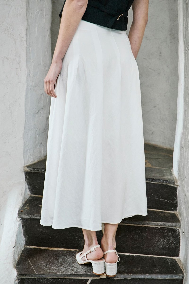 Jupe Plissée Taille Haute Josiane - Blanc