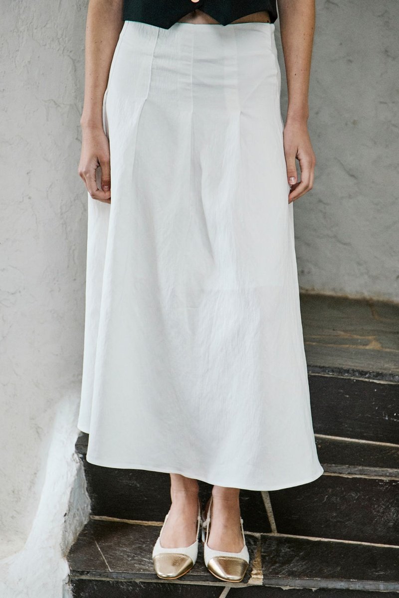 Jupe Plissée Taille Haute Josiane - Blanc
