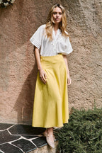 Jupe Plissée Taille Haute Josiane - Jaune