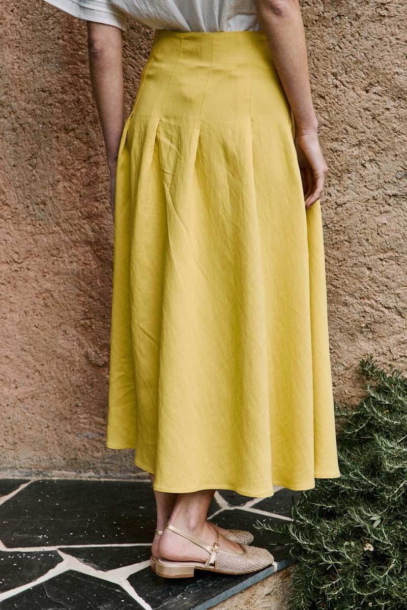 Jupe Plissée Taille Haute Josiane - Jaune