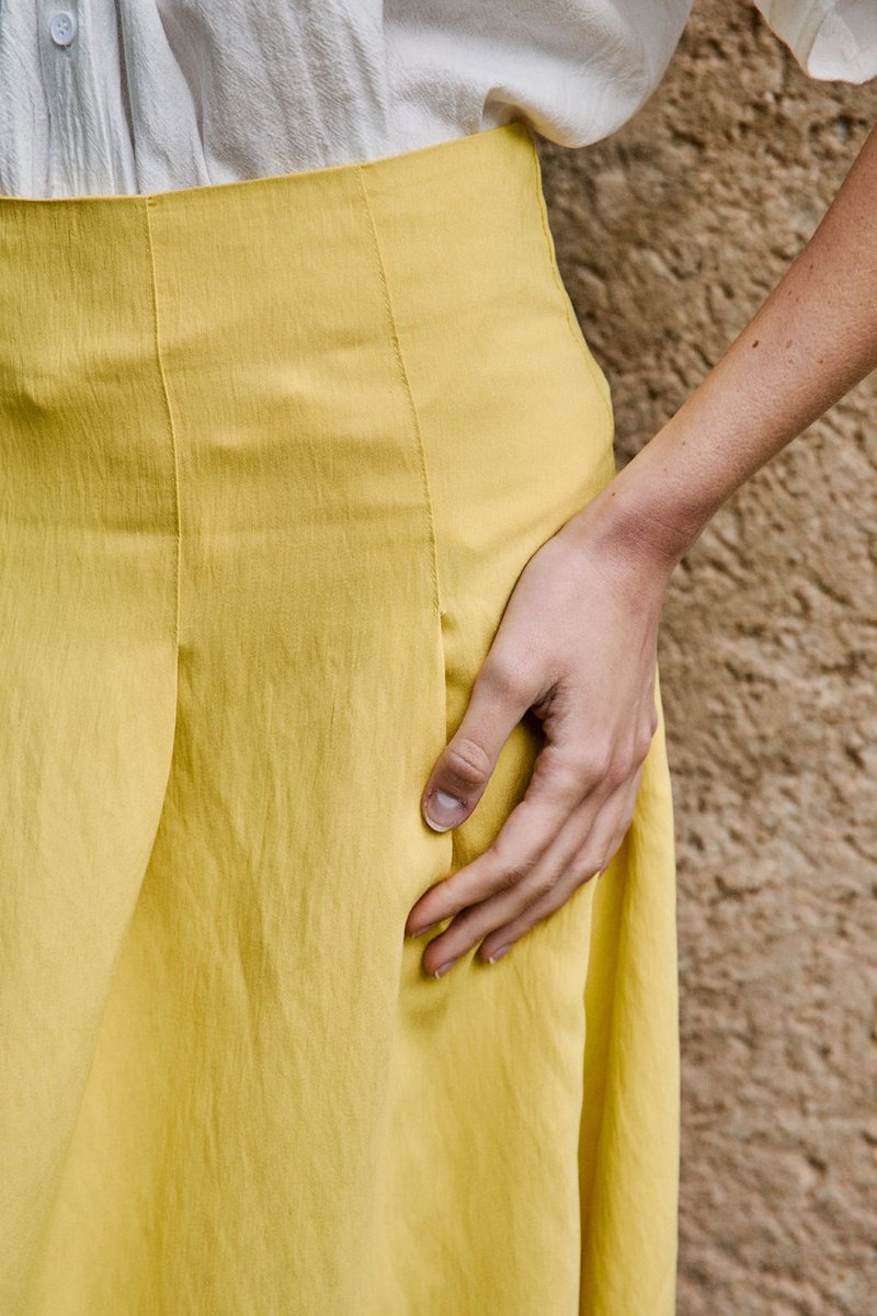 Jupe Plissée Taille Haute Josiane - Jaune