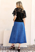Jupe Portefeuille En Jean Taille Haute Judith - Bleu