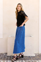 Jupe Portefeuille En Jean Taille Haute Judith - Bleu