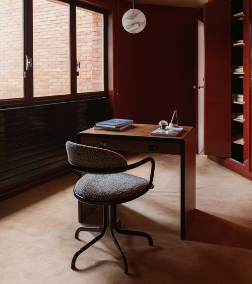 Chaise De Bureau - Giorgio - Laine Bouclette - Noir Et Blanc