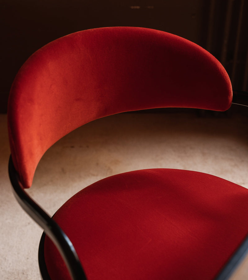 Chaise De Bureau - Giorgio - Velours - Rouge Vermillion