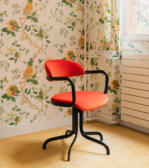 Chaise De Bureau - Giorgio - Velours - Rouge Vermillion