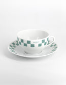 Checkerboard Porcelain Cappuccino Cup And Saucer