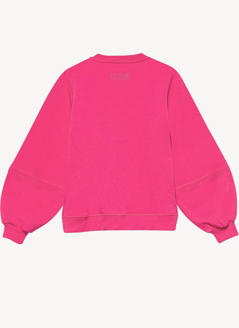 Ganni - Sweatshirt À Manches Bouffantes - Shocking Pink - Femme