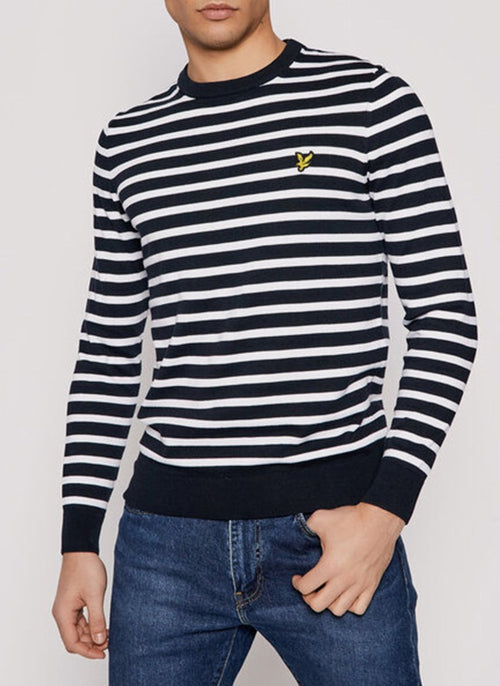 Lyle & Scott - Pull Breton - Dark Navy White - Homme