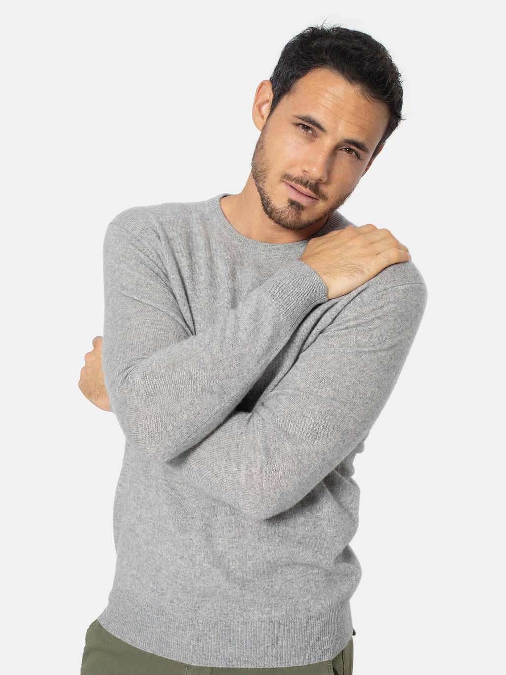 Jersey Cuello Redondo Aigliêre Gris Jaspeado, Jersey, 100% Cachemira, 2 Hilos - Hombre