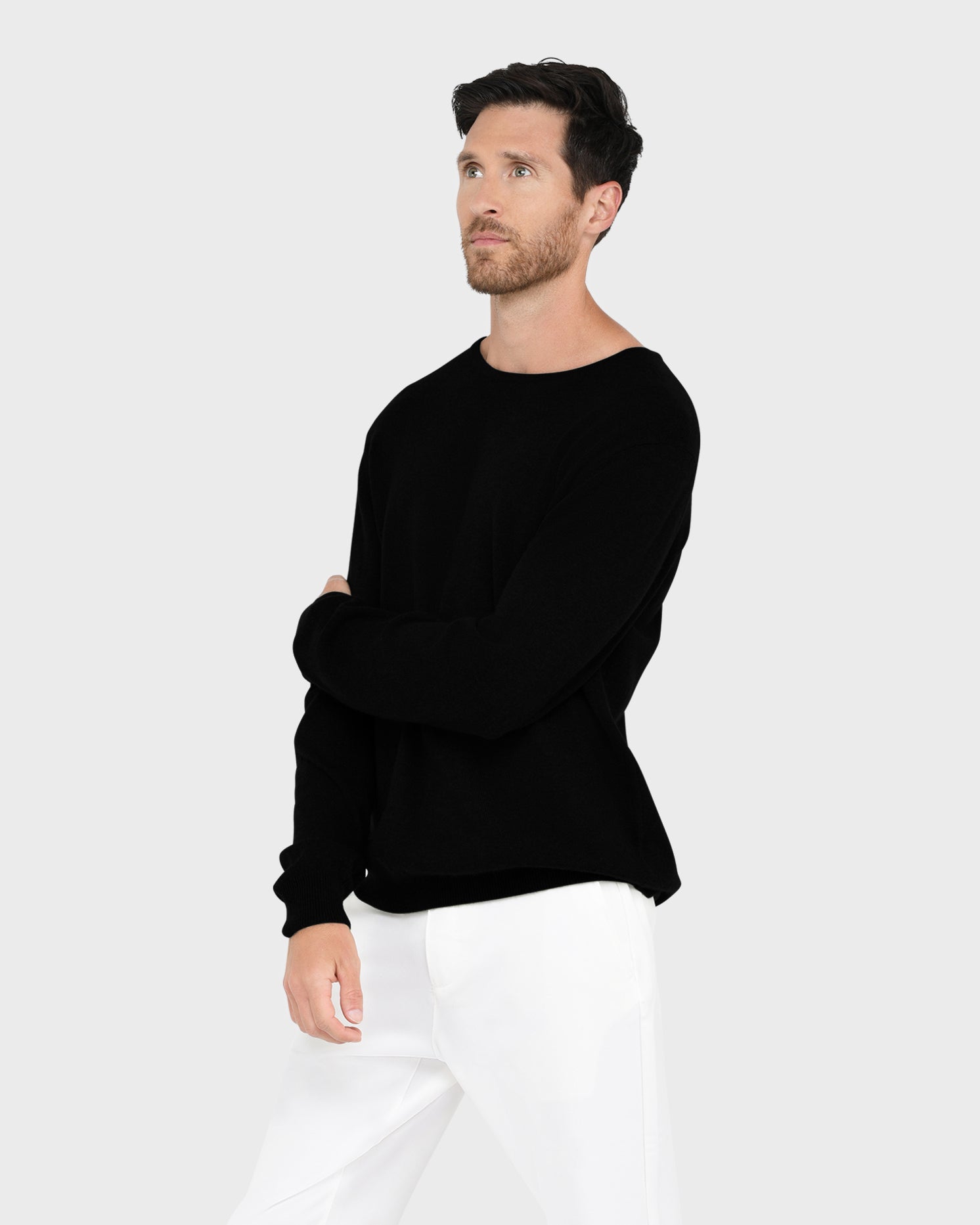 Antoine Round Neck Jumper - Black - Men
