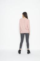 Jersey De Cuello Redondo Y Botón En La Espalda 0 Rosa Viejo, Jersey, 100% Cachemira, 2 Hilos - Mujer