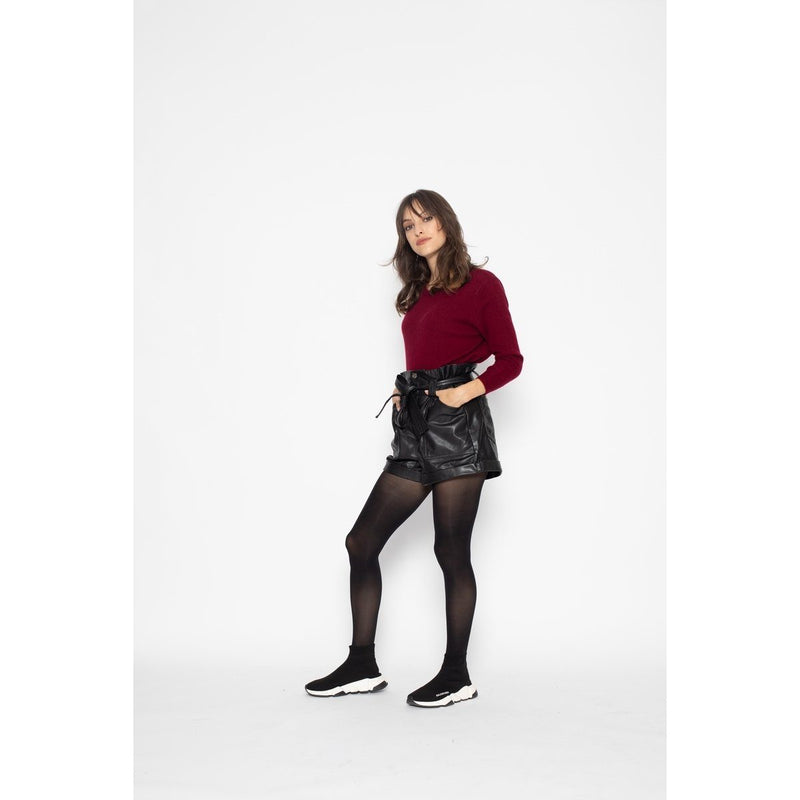 Pull Col Rond Avec Boutons Dans Le Dos Estaris Burgundy, Jersey, 100% Cachemire, 2 Fils - Femme