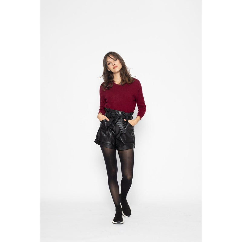 Pull Col Rond Avec Boutons Dans Le Dos Estaris Burgundy, Jersey, 100% Cachemire, 2 Fils - Femme