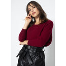 Pull Col Rond Avec Boutons Dans Le Dos Estaris Burgundy, Jersey, 100% Cachemire, 2 Fils - Femme
