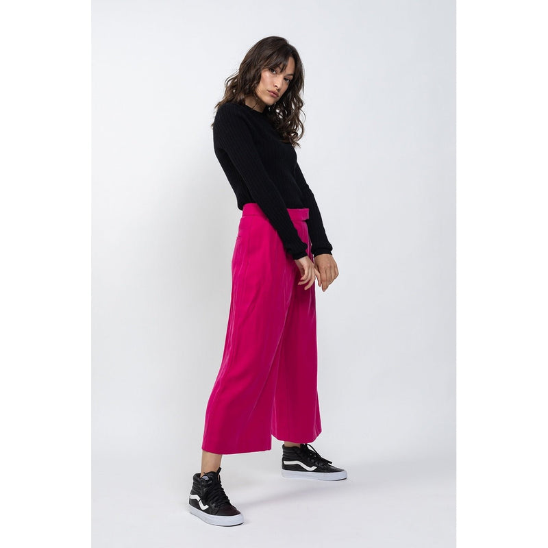Jersey Bella Negro con Cuello Redondo, Puños Tradicionales, 100% Cachemira, 2 Hilos - Mujer