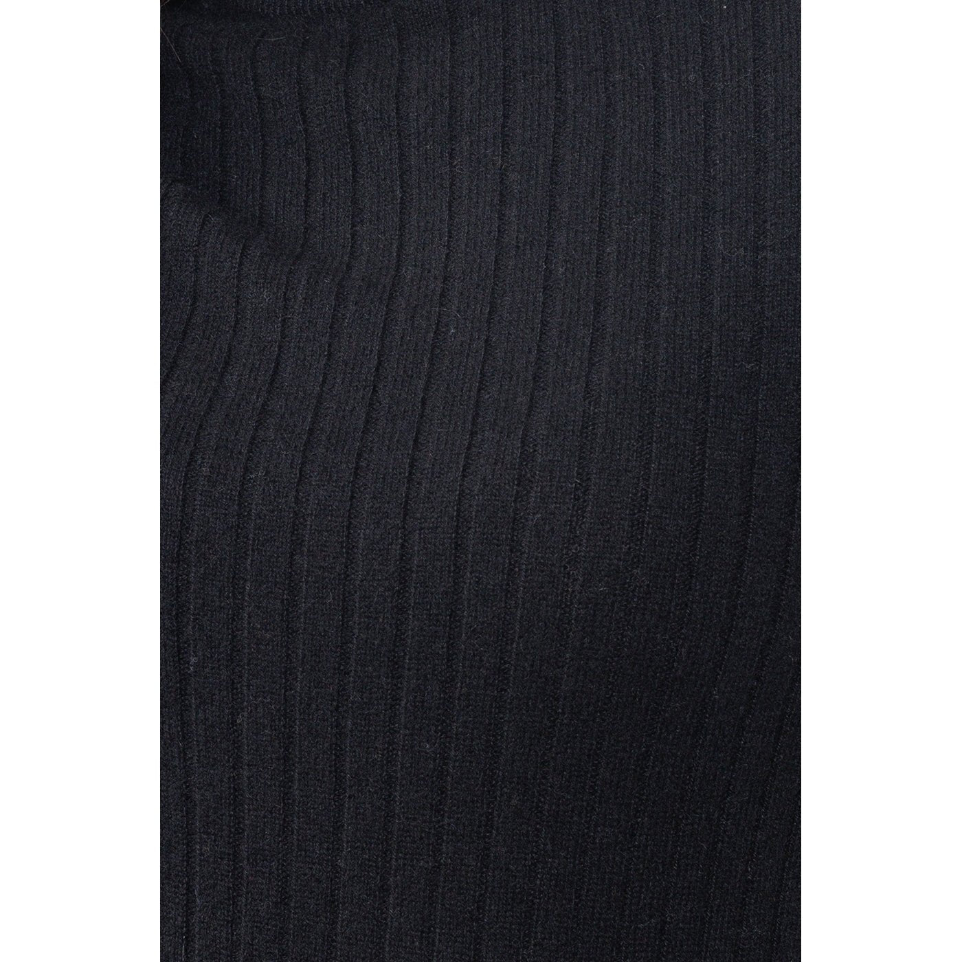 Jersey Cuello Redondo Bella Negro, Canalé Tradicional, 100% Cachemira, 2 Hilos - Mujer