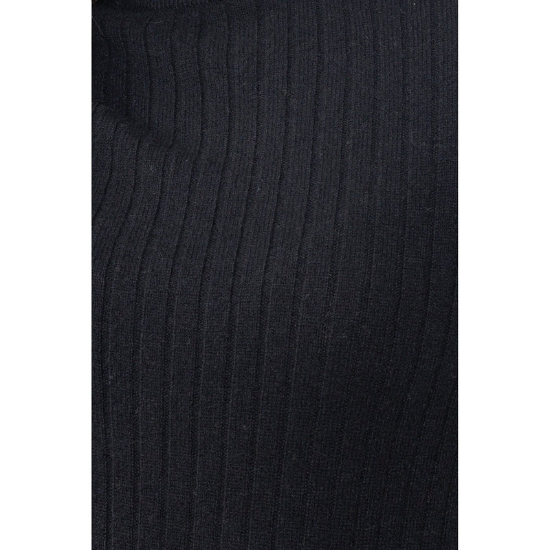 Jersey Bella Negro con Cuello Redondo, Puños Tradicionales, 100% Cachemira, 2 Hilos - Mujer
