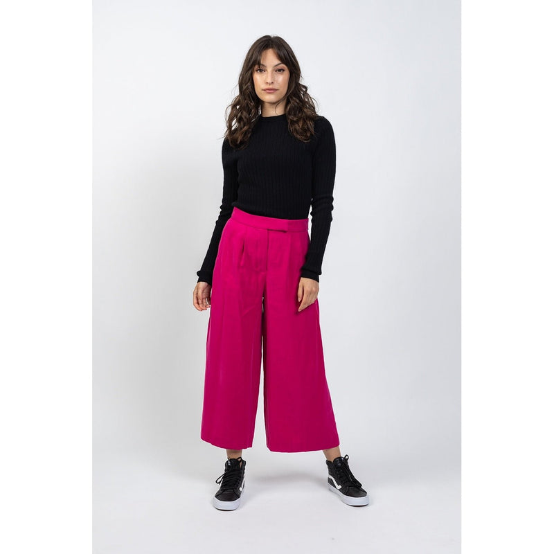Jersey Bella Negro con Cuello Redondo, Puños Tradicionales, 100% Cachemira, 2 Hilos - Mujer
