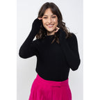 Jersey Cuello Redondo Bella Negro, Canalé Tradicional, 100% Cachemira, 2 Hilos - Mujer