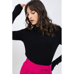 Jersey Cuello Redondo Bella Negro, Canalé Tradicional, 100% Cachemira, 2 Hilos - Mujer