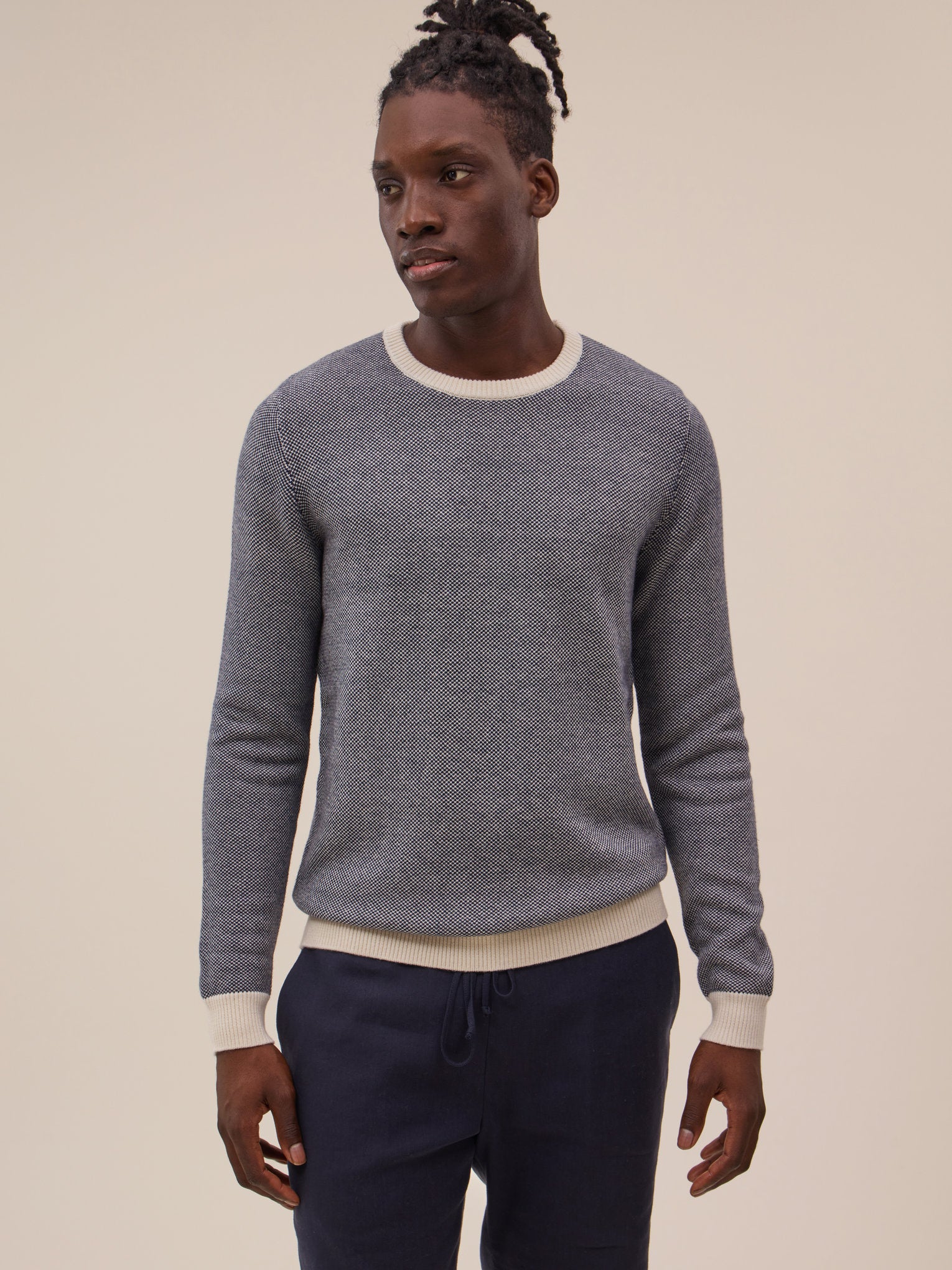 Pull Kuli - Blanc Et Navy - Homme