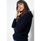 Pull Col Rond Ecrin Marine, Jersey, 100% Cachemire, 2 Fils - Femme