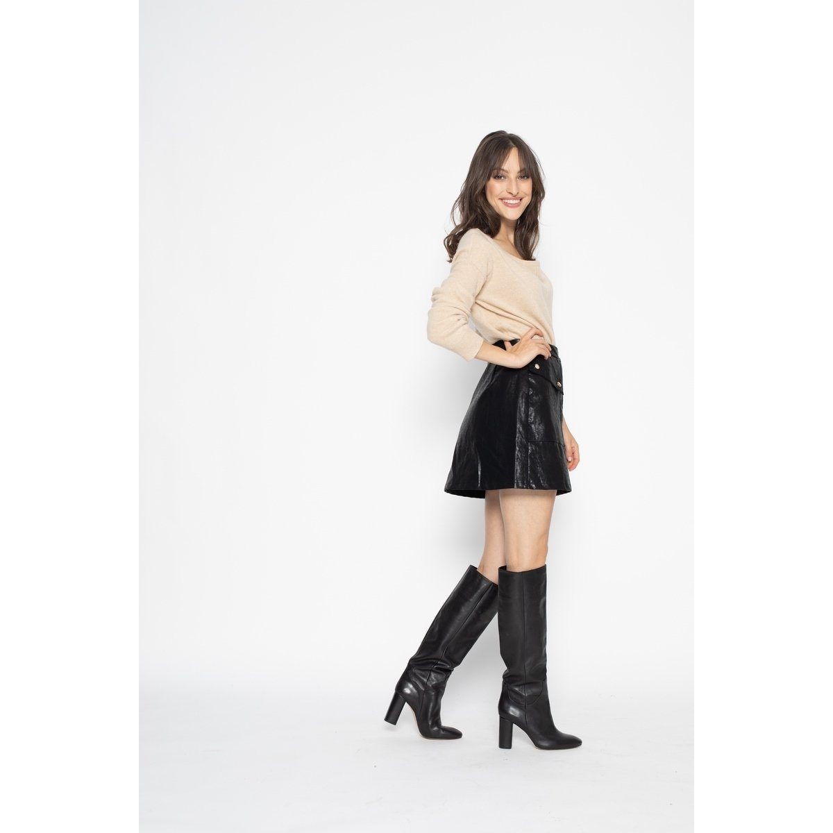 Jersey Cuello Redondo Oversize Faraut Beige, Jersey, 100% Cachemira, 2 Hilos - Mujer