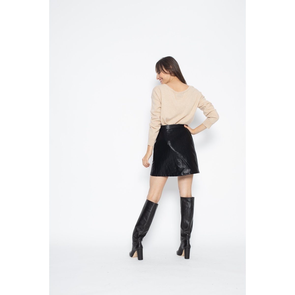 Jersey Cuello Redondo Oversize Faraut Beige, Jersey, 100% Cachemira, 2 Hilos - Mujer