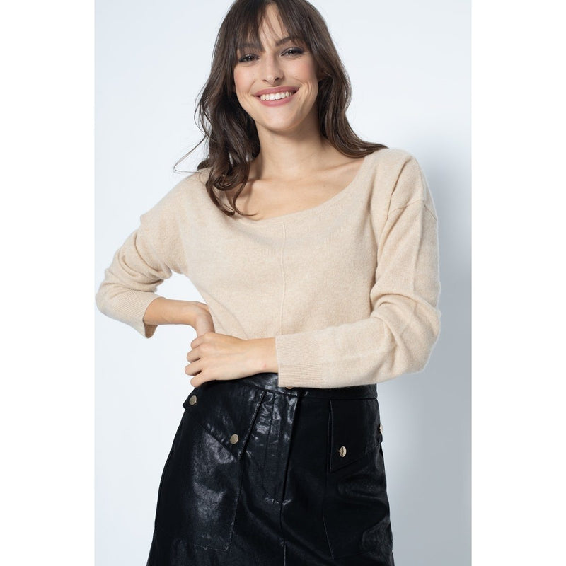 Faraut Jersey Oversize De Cuello Redondo Beige, Jersey, 100% Cachemira, 2 Hilos - Mujer