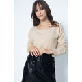 Jersey Cuello Redondo Oversize Faraut Beige, Jersey, 100% Cachemira, 2 Hilos - Mujer