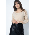Jersey Cuello Redondo Oversize Faraut Beige, Jersey, 100% Cachemira, 2 Hilos - Mujer